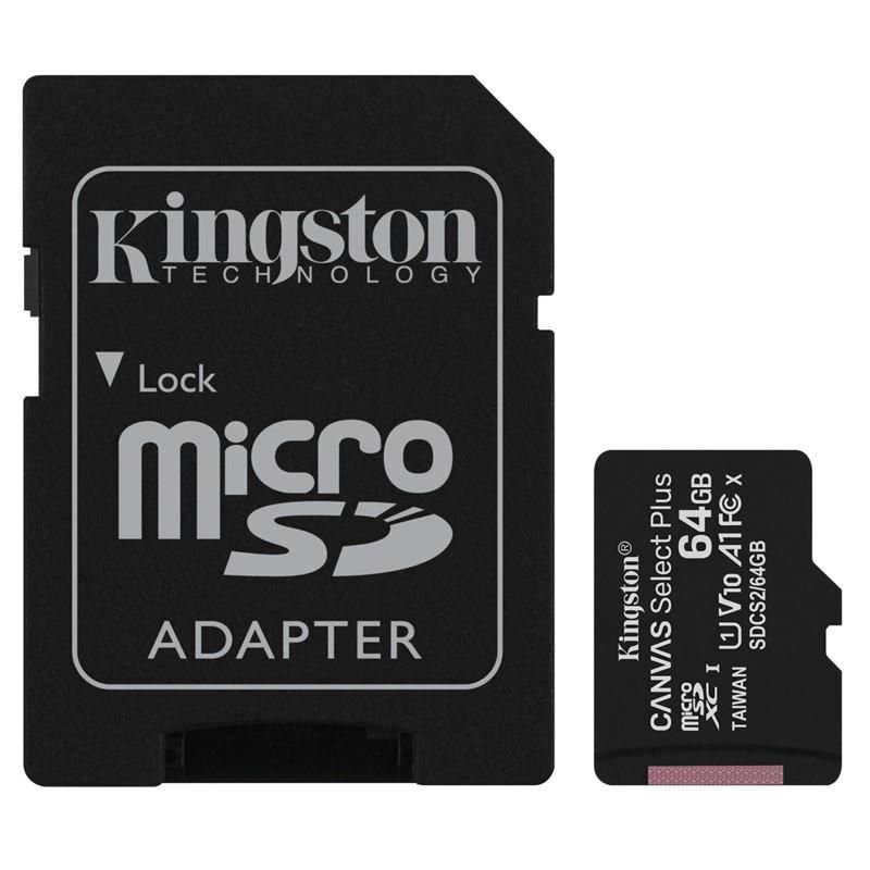 microSDHC 64GB Kingston Canvas Select + w/a (EU Blister)