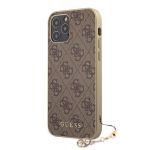 GUHCP12MGF4GBR Guess 4G Charms Zadní Kryt pro iPhone 12/12 Pro Brown