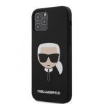 KLHCP12MSLKHBK Karl Lagerfeld Head Silikonový Kryt pro iPhone 12/12 Pro 6.1 Black