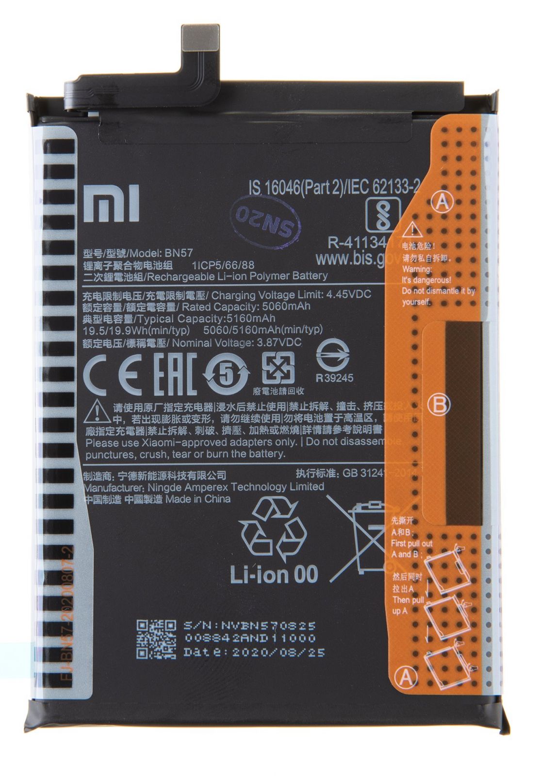 BN57 Xiaomi Original Baterie 5160mAh (Service Pack) - Origin谩l