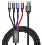 Baseus CA1T4-A01 Fast 4in1 Kabel 2x Lightning, USB-C, MicroUSB 3.5A 1.2m Black