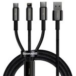 Baseus CAMLTWJ-01 Tungsten Gold 3v1 Kabel USB-C, Lightning, MicroUSB 1.5m Black