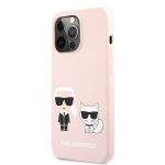 KLHCP13LSSKCI Karl Lagerfeld and Choupette Liquid Silicone Pouzdro pro iPhone 13 Pro Pink