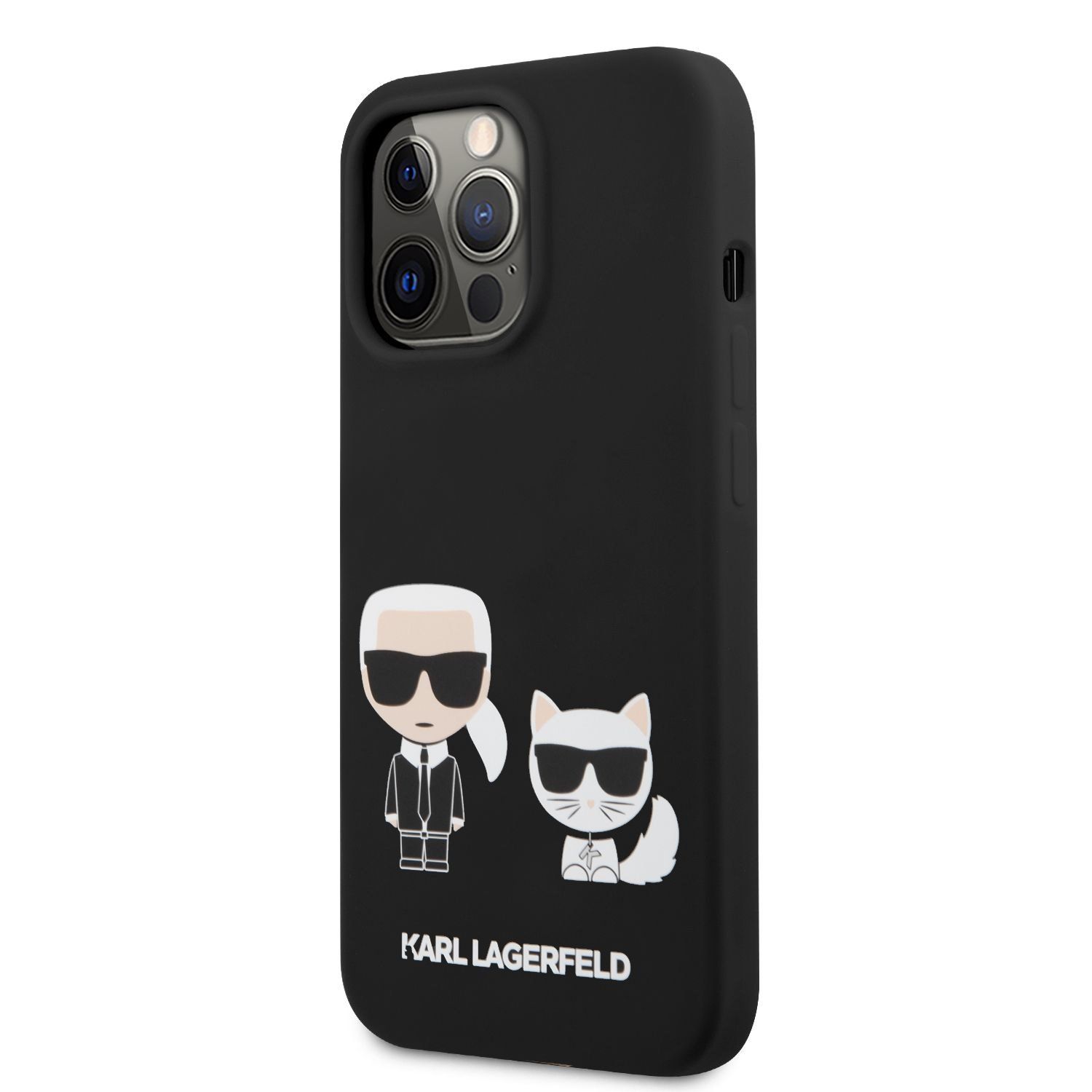 KLHCP13LSSKCK Karl Lagerfeld and Choupette Liquid Silicone Pouzdro pro iPhone 13 Pro Black