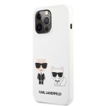 KLHCP13LSSKCW Karl Lagerfeld and Choupette Liquid Silicone Pouzdro pro iPhone 13 Pro White