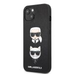 KLHCP13MSAKICKCBK Karl Lagerfeld PU Saffiano Karl and Choupette Heads Kryt pro iPhone 13 Black