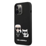 KLHCP13XSSKCK Karl Lagerfeld and Choupette Liquid Silicone Pouzdro pro iPhone 13 Pro Max Black