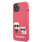 KLHCP13SSSKCP Karl Lagerfeld and Choupette Liquid Silicone Pouzdro pro iPhone 13 mini Red