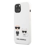 KLHCP13SSSKCW Karl Lagerfeld and Choupette Liquid Silicone Pouzdro pro iPhone 13 mini White