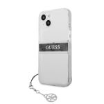 GUHCP13SKB4GGR Guess PC/TPU 4G Grey Stripe Zadní Kryt pro iPhone 13 mini Transparent