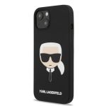 KLHCP13SSLKHBK Karl Lagerfeld Liquid Silicone Karl Head Kryt pro iPhone 13 mini Black
