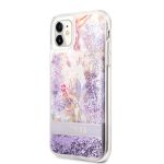 GUHCN61LFLSU Guess Liquid Glitter Flower Zadní Kryt pro iPhone 11 Purple