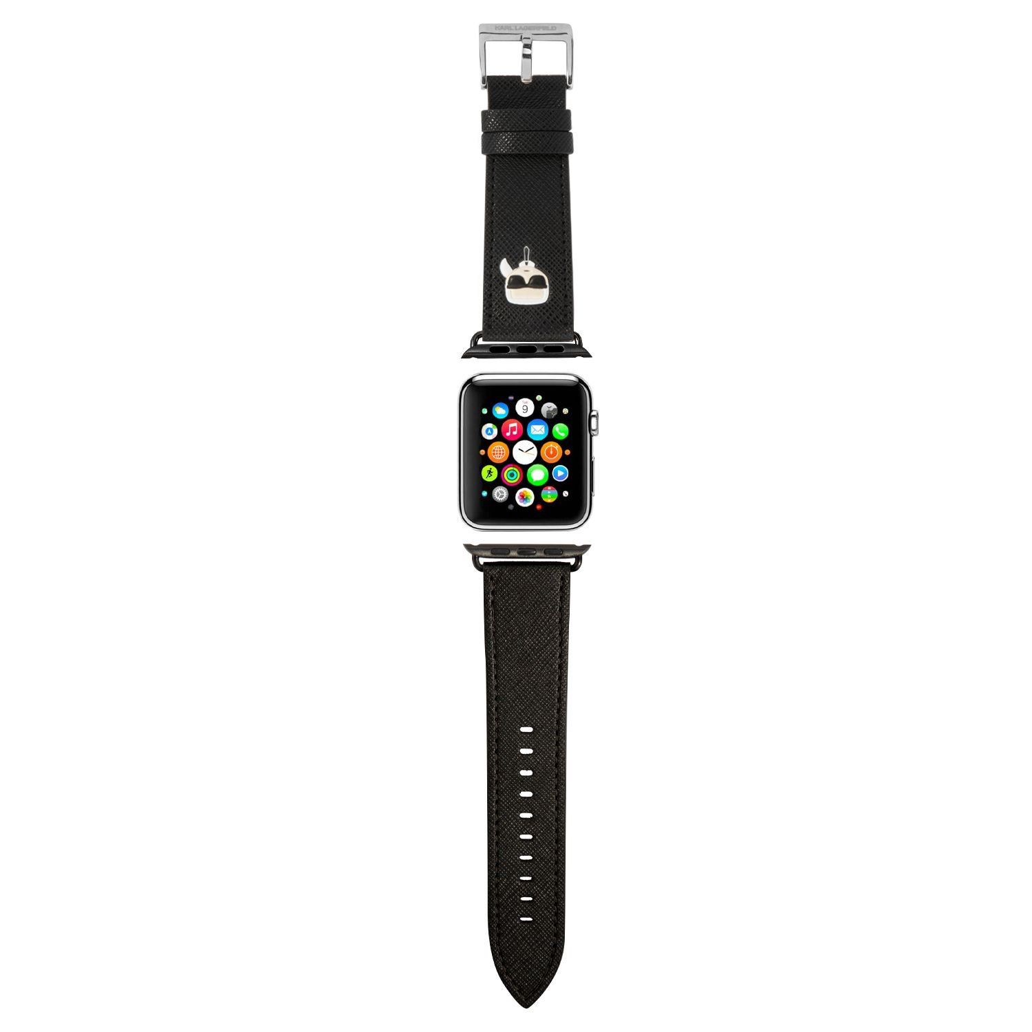 KLAWLOKHK Karl Lagerfeld Karl Head PU Řemínek pro Apple Watch 42/44mm Black