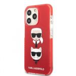 KLHCP13LTPE2TR Karl Lagerfeld and Choupette Heads Kryt pro iPhone 13 Pro Red