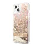 GUHCP13SLFLSD Guess Liquid Glitter Paisley Zadní Kryt pro iPhone 13 mini Gold