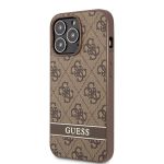 GUHCP13XP4SNW Guess PU 4G Stripe Zadní Kryt pro iPhone 13 Pro Max Brown