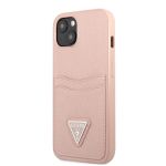 GUHCP13MPSATPP Guess Saffiano Double Card Zadní Kryt pro iPhone 13 Pink