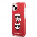 KLHCP13MTPE2TR Karl Lagerfeld and Choupette Heads Kryt pro iPhone 13 Red