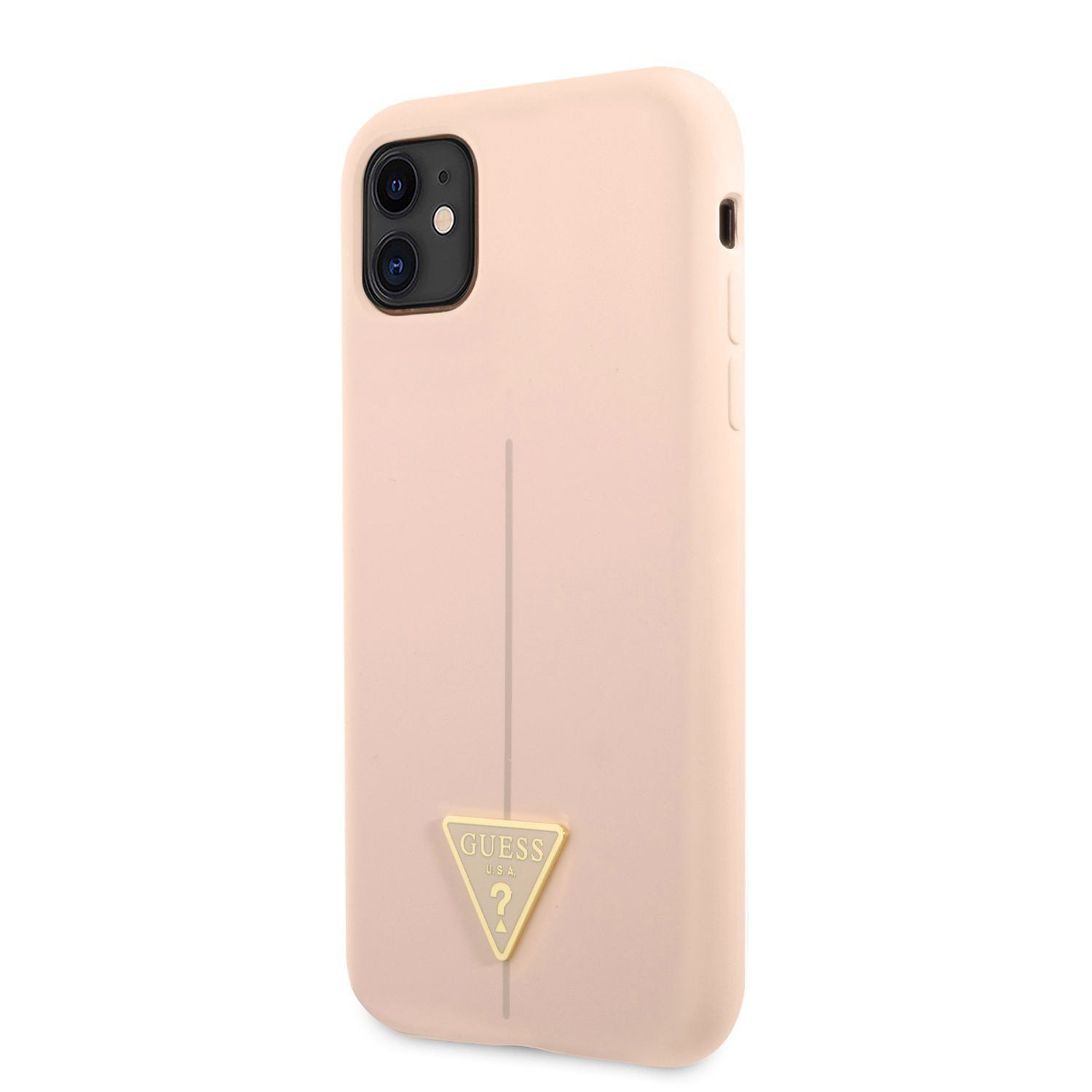 GUHCN61SLTGP Guess Silicone Line Triangle Zadní Kryt pro iPhone 11 Pink