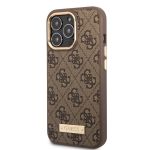 Guess PU 4G Magnetic Zadní Kryt pro iPhone 13 Pro Brown