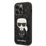 Karl Lagerfeld Glitter Flakes Ikonik Zadní Kryt pro iPhone 14 Pro Black