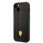 Ferrari Leather Embossed Stripes Zadní Kryt pro iPhone 14 Max Black