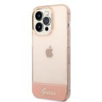 Guess PC/TPU Camera Outline Translucent Zadní Kryt pro iPhone 14 Pro Pink
