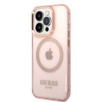 Guess Translucent MagSafe Kompatibilní Zadní Kryt pro iPhone 14 Pro Pink