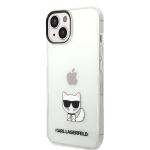 Karl Lagerfeld Choupette Logo Zadní Kryt pro iPhone 14 Transparent