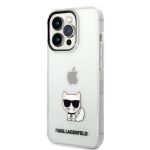 Karl Lagerfeld Choupette Logo Zadní Kryt pro iPhone 14 Pro Transparent