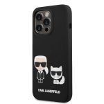 Karl Lagerfeld MagSafe Kompatibilní Kryt Liquid Silicone Karl and Choupette pro iPhone 14 Pro Black