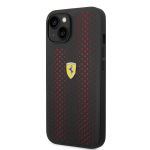 Ferrari PU Leather Perforated Zadní Kryt pro iPhone 14 Max Red