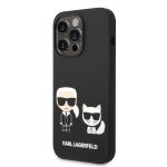 Karl Lagerfeld and Choupette Liquid Silicone Zadní Kryt pro iPhone 14 Pro Max Black