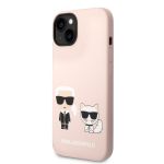 Karl Lagerfeld and Choupette Liquid Silicone Zadní Kryt pro iPhone 14 Pink