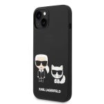 Karl Lagerfeld and Choupette Liquid Silicone Zadní Kryt pro iPhone 14 Max Black