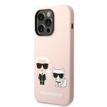 Karl Lagerfeld and Choupette Liquid Silicone Zadní Kryt pro iPhone 14 Pro Max Pink