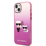 Karl Lagerfeld Gradient Karl and Choupette Zadní Kryt pro iPhone 14 Max Pink