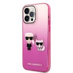 Karl Lagerfeld Gradient Karl and Choupette Zadní Kryt pro iPhone 14 Pro Max Pink