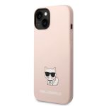 Karl Lagerfeld Liquid Silicone Choupette Zadní Kryt pro iPhone 14 Max Pink