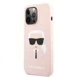 Karl Lagerfeld Liquid Silicone Karl Head Zadní Kryt pro iPhone 13 Pro Max Light Pink