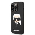 Karl Lagerfeld Liquid Silicone Karl Head Zadní Kryt pro iPhone 14 Pro Black