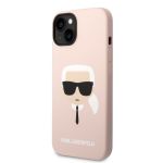 Karl Lagerfeld Liquid Silicone Karl Head Zadní Kryt pro iPhone 14 Pink