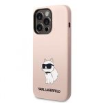 Karl Lagerfeld Liquid Silicone Choupette NFT Zadní Kryt pro iPhone 14 Pro Pink