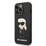 Karl Lagerfeld Liquid Silicone Ikonik NFT Zadní Kryt pro iPhone 14 Pro Max Black