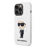Karl Lagerfeld Liquid Silicone Ikonik NFT Zadní Kryt pro iPhone 14 Pro White