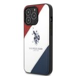 U.S. Polo PU Leather Double Horse Zadní Kryt pro iPhone 14 Pro Red/White/Navy