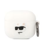Karl Lagerfeld 3D Choupette Head Logo NFT Silikonové Pouzdro pro Airpods 3 White
