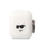 Karl Lagerfeld 3D Choupette Head Logo NFT Silikonové Pouzdro pro Airpods 1/2 White