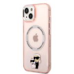 Karl Lagerfeld MagSafe Kompatibilní Kryt Translucent Karl and Choupette pro iPhone 14 Plus Pink