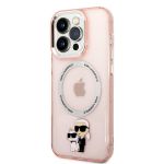 Karl Lagerfeld MagSafe Kompatibilní Kryt Translucent Karl and Choupette pro iPhone 14 Pro Max Pink